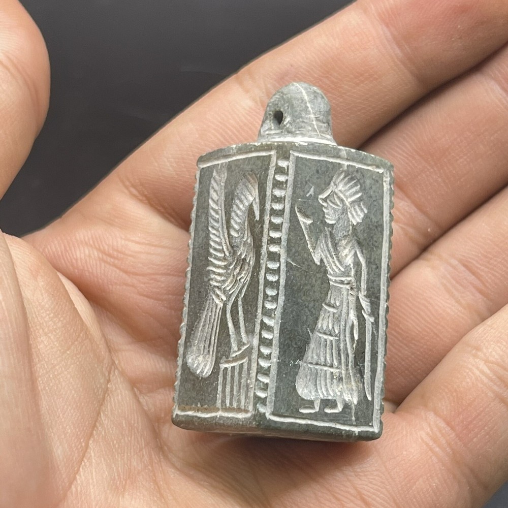 Unique Ancient Bactrian Kingdom Old Jasper Seal Stamp Pendant With Impression￼