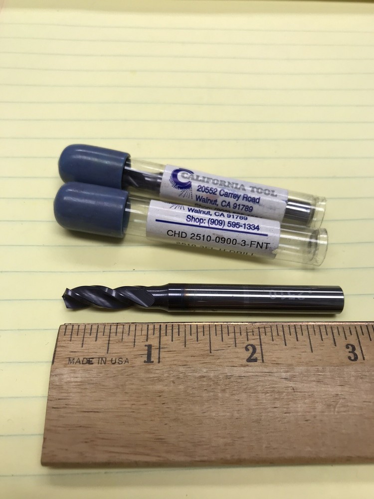 2 Pcs  .2510 3 Flute Solid Carbide Drill With Tialn Coating