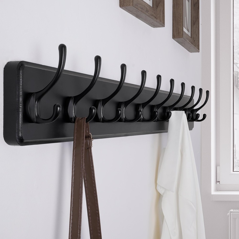 Rustic Wall Mounted Coat Rack, Case of 2, Pine Solid Wood Coat Hook Hanger - ...