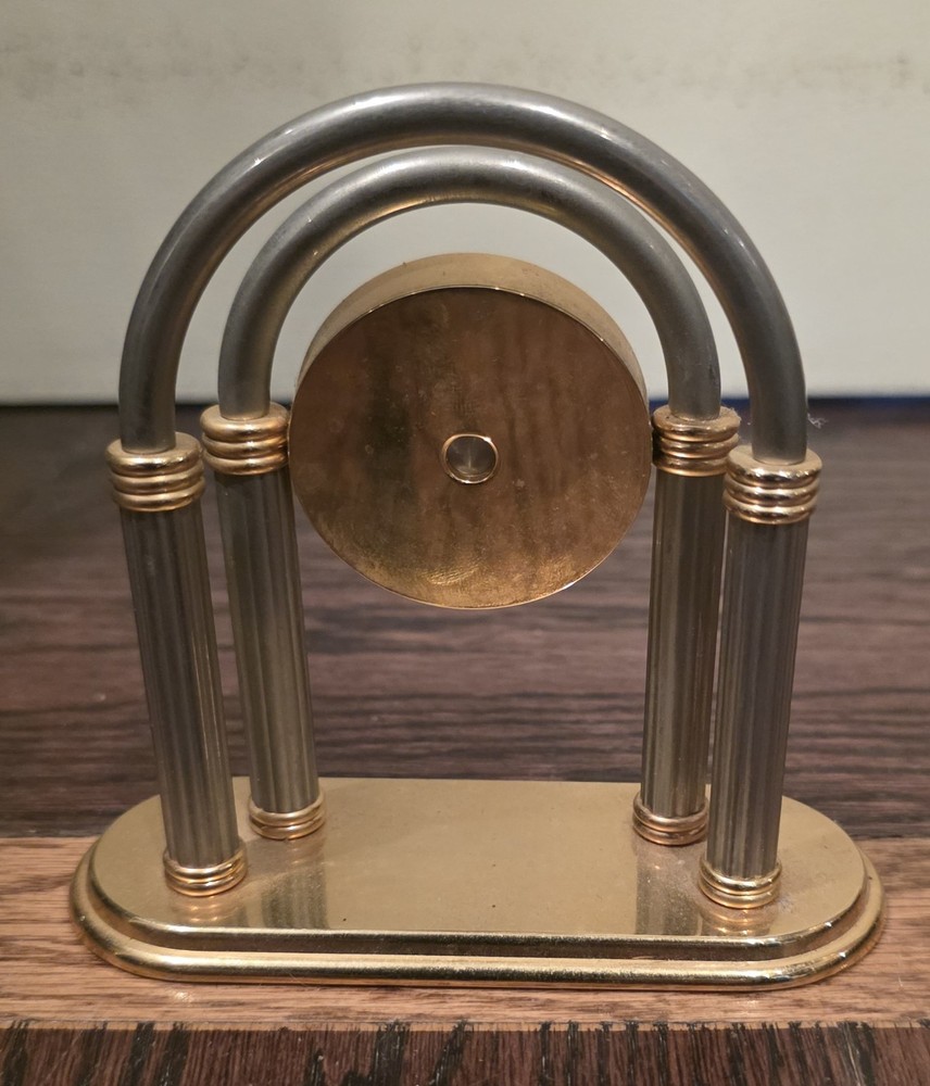 Vintage Regency Solid Brass Gimbal Table Clock Used