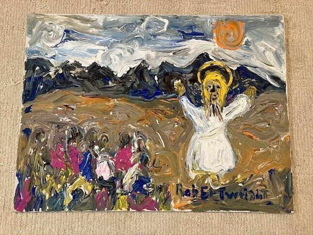 ROBERT WRIGHT OUTSIDER ART 1943-2006  CANVAS  SERMON ON THE MOUNT