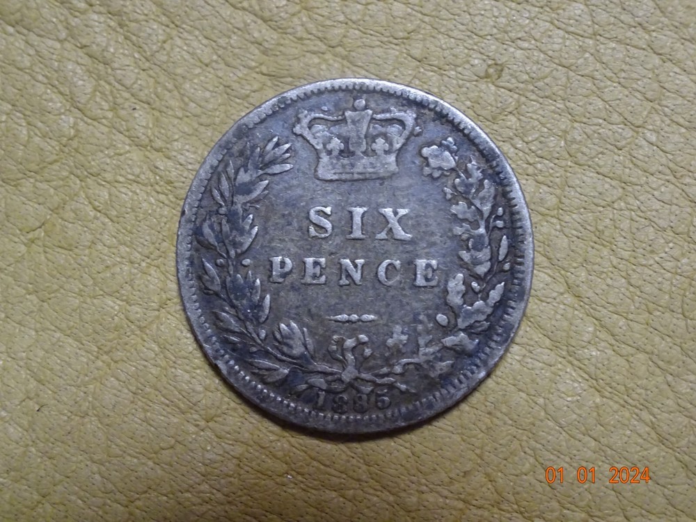 1885 Great Britain 6 Pence Silver Coin