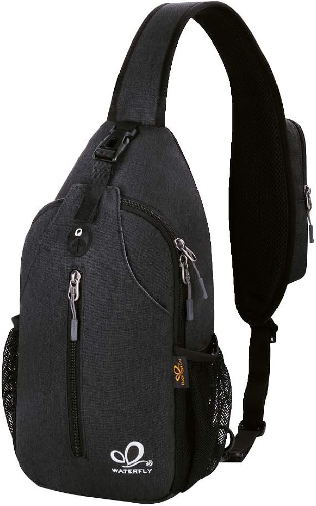 WATERFLY Sling Backpack Daypack Black Fits 11" Tablet Water Resistant