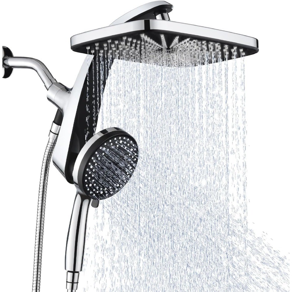 High Pressure Rain Shower Head Combo with Magnetic Handheld Spray, 10 Spray