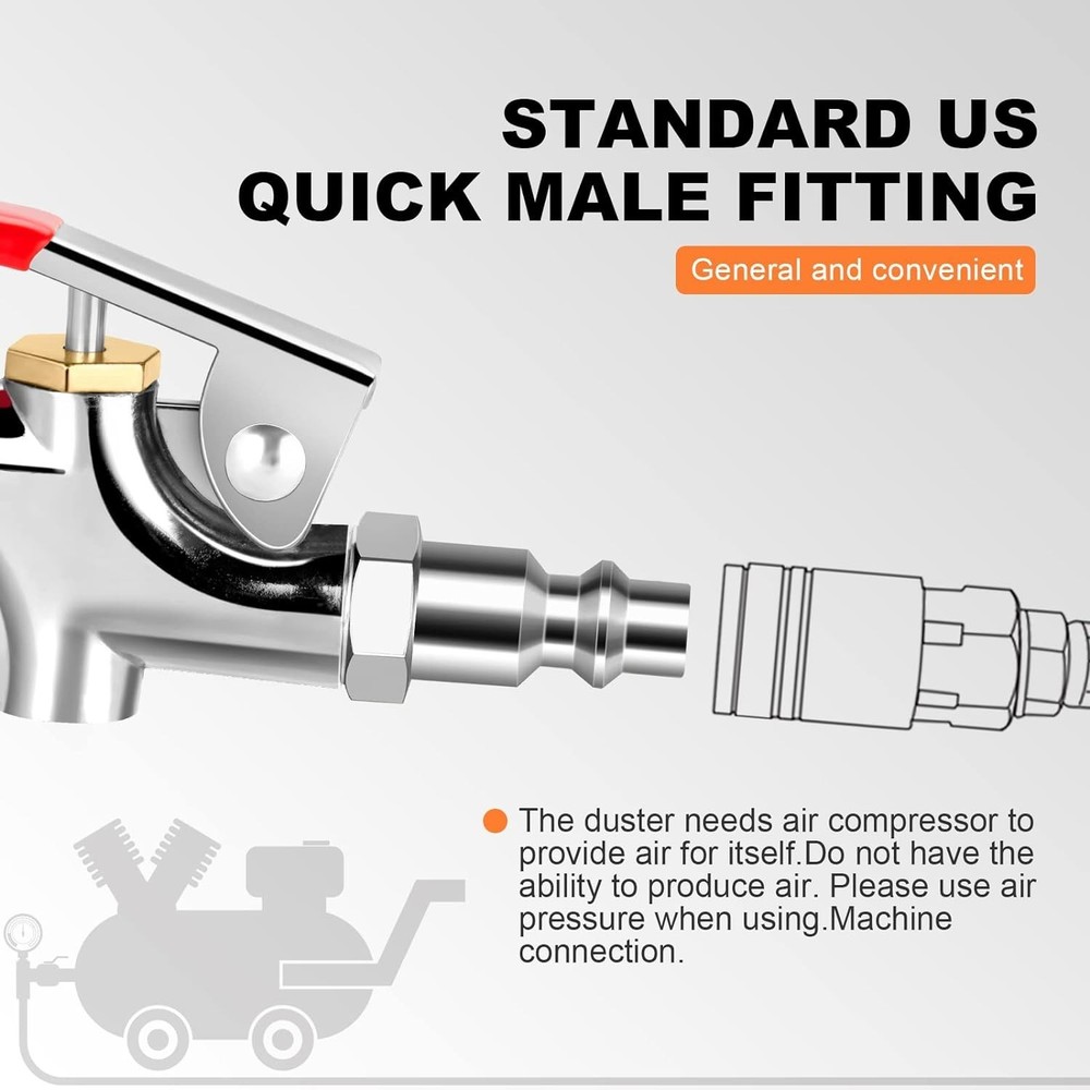 2-Way Connection Air Nozzle Blow Gun with Rubber Tip & Quick Fitting