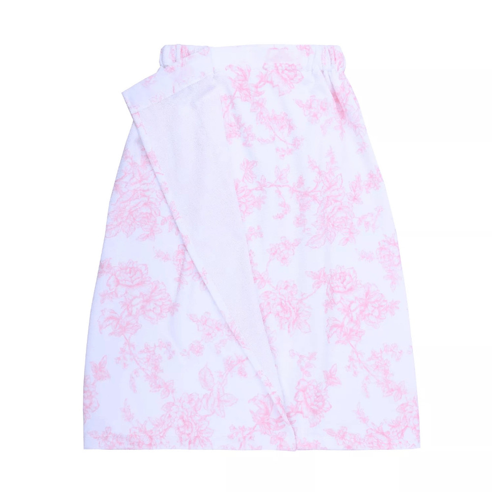 NWT The Big One 5-Piece Solid Texture Bath Wrap Set - PINK WHITE FLORAL