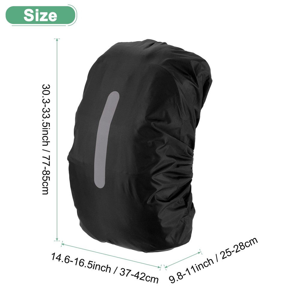 75L-85L Backpack Rain Cover with A Vertical Reflective Strap [Black]