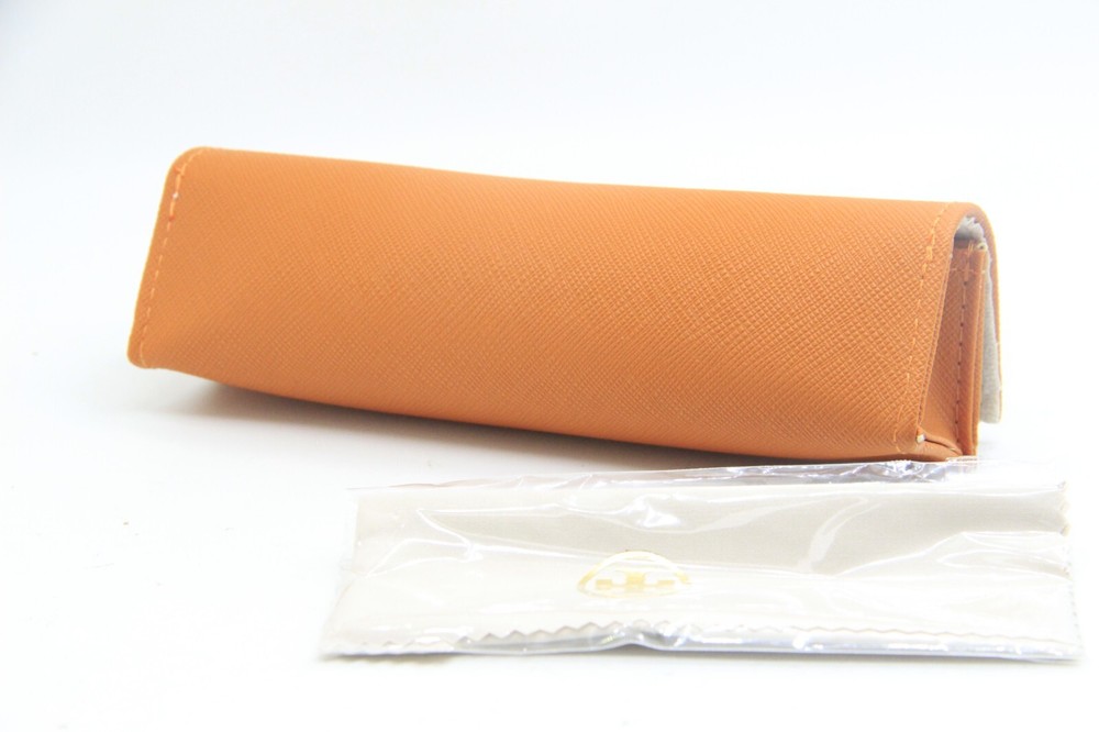 NEW TORY BURCH ORANGE SMALL AUTHENTIC EYEGLASSES CASE W/CLOTH