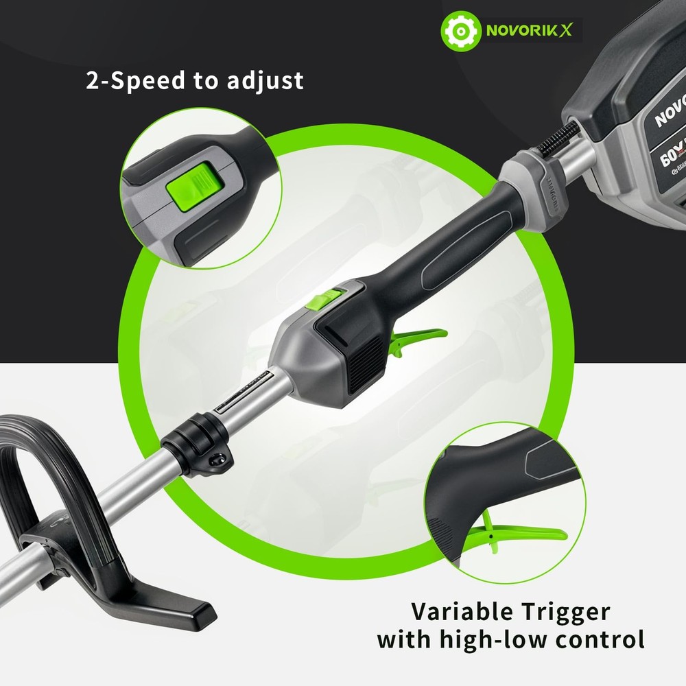 60V Cordless String Trimmer 17" Trimmer Weed Wacker, 2-Speed Brushless Weed E...