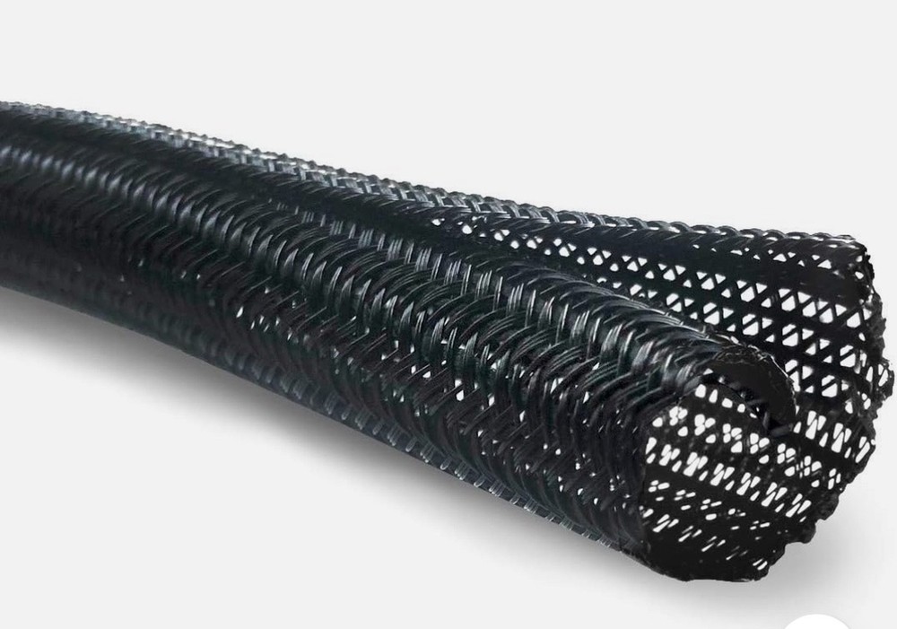 Techflex 1" Braided Cable Sleeving Wrap, Split tube , BLACK , 100’ Box New