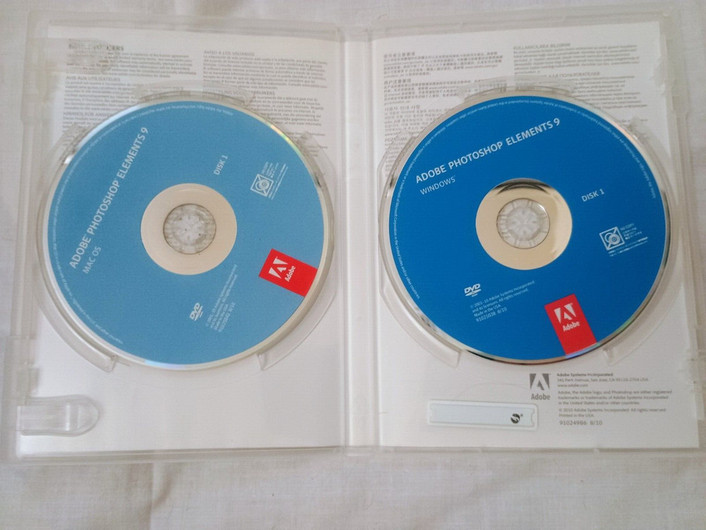 Adobe Photoshop Elements 9 (Win/Mac) 2-Discs, w/Serial Number