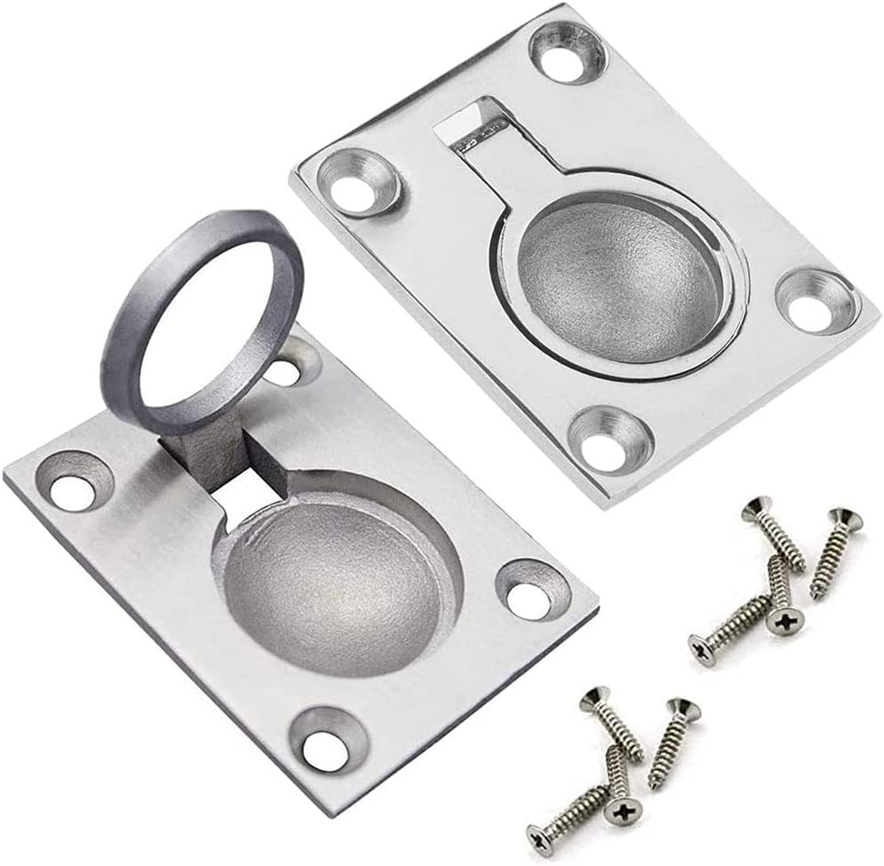 2 Pack Flush Ring Pull, Boat Hatch Pull Flush Lift, Stainless Steel Recessed Pul