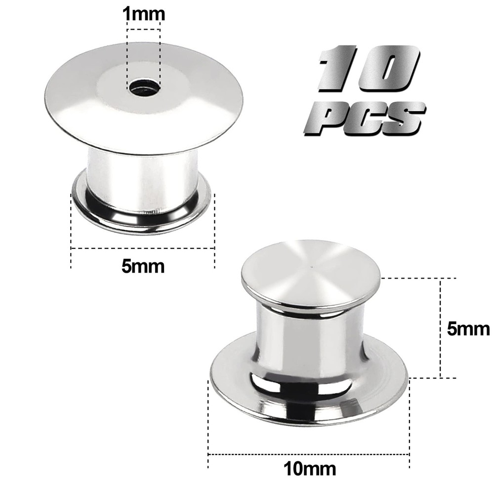 10 Pieces Metal Pin Backs Locking Keepers Clasp Silver