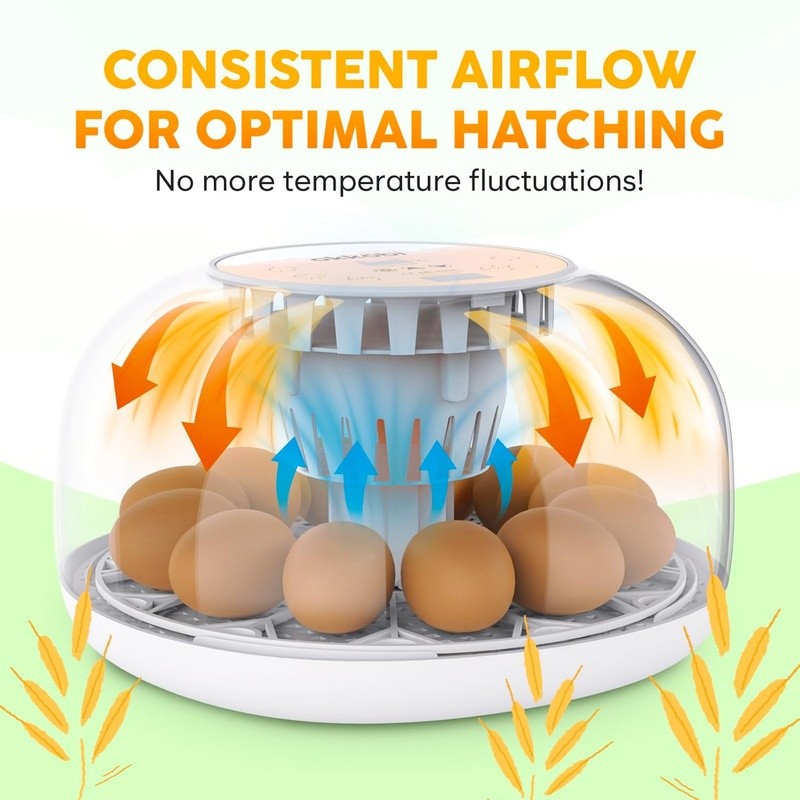 Automatic Chicken Egg Incubator Humidity Control LED Display Egg Turner 360 View