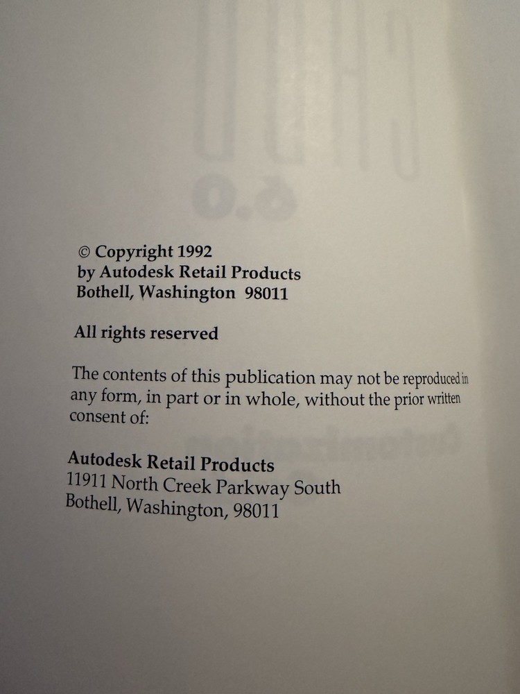 Generic CADD 6.0 Customization Guide Autodesk 1992 Vintage Software Design Guide