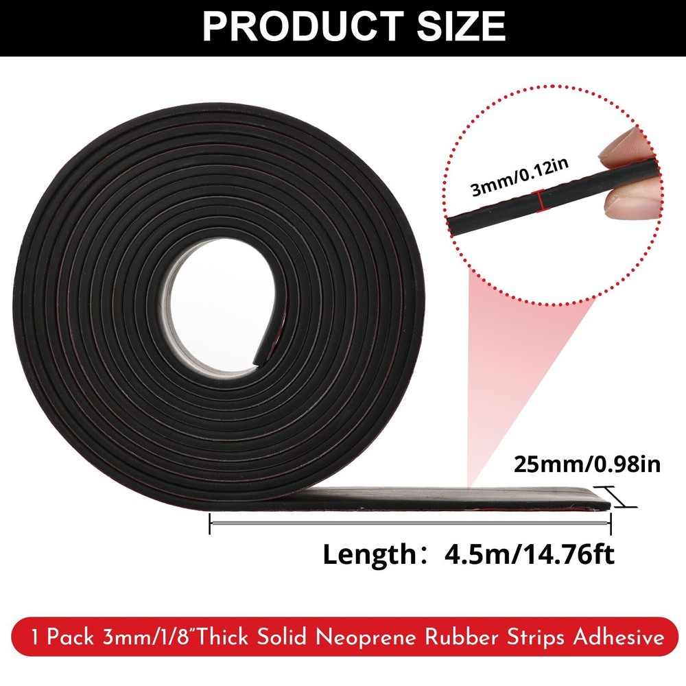 Self Adhesive Rubber Strips Neoprene Solid Rubber Sheets with Adhesive Backin...