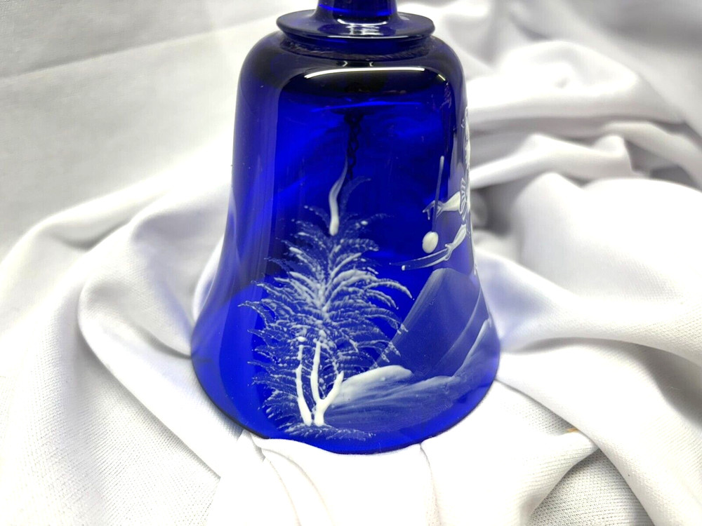 MARY GREGORY Cobalt Blue Glass Bell 1960's