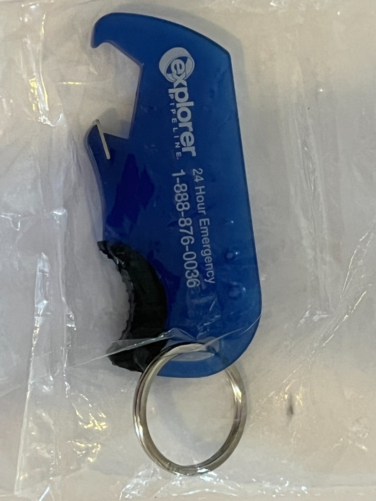 Explorer pipeline PLASTIC ADVERTISING BOTTLE OPENER KEYCHAIN
