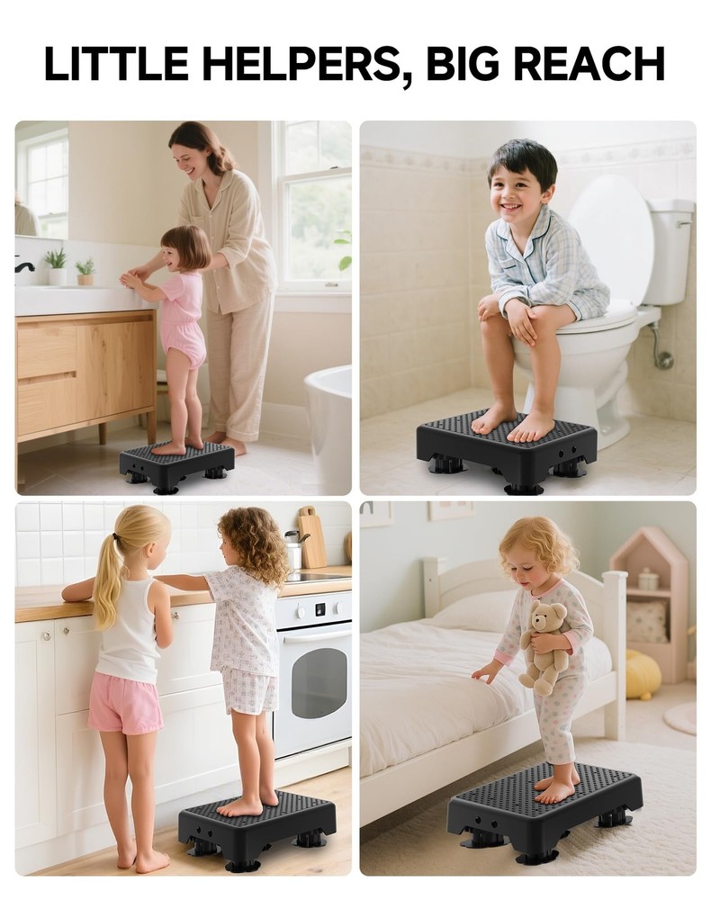 Adjustable Step Stool for Adults, Bed Step Stools, 600 LBS Capacity Safety Wi...