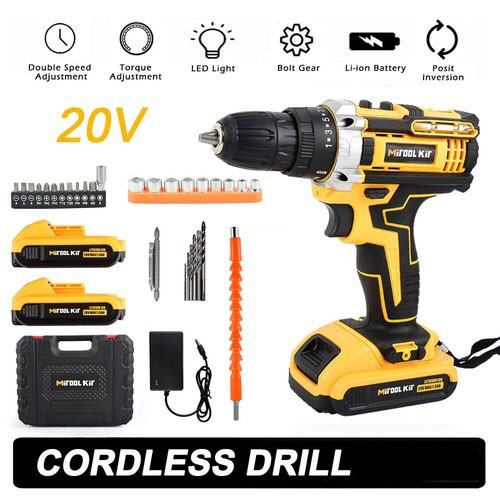 Cordless Brushless Impact Driver Electric Drill Combo Kit with Battery & Charger