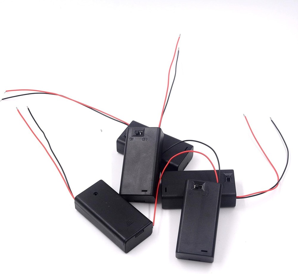 5Pcs 2 AA Battery Holder with Switch, 2X 1.5V Case with...