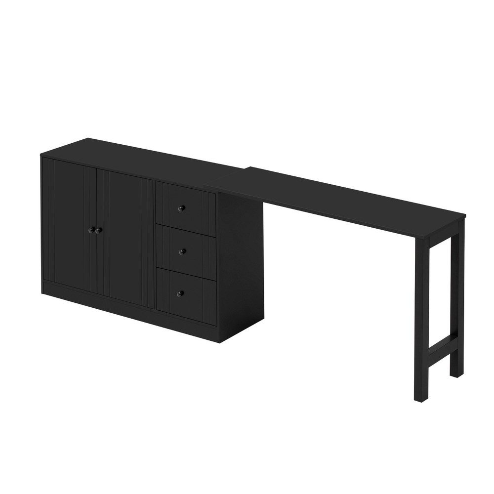 89.7''Wooden Sideboard Multifunctional Storage Cabinet with Extendable Table