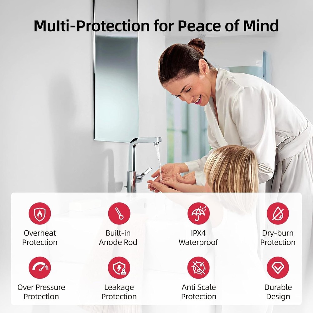 Electric Mini Tank Water Heater - MIZUDO 2.5 Gallon Under Sink Small Hot Water H