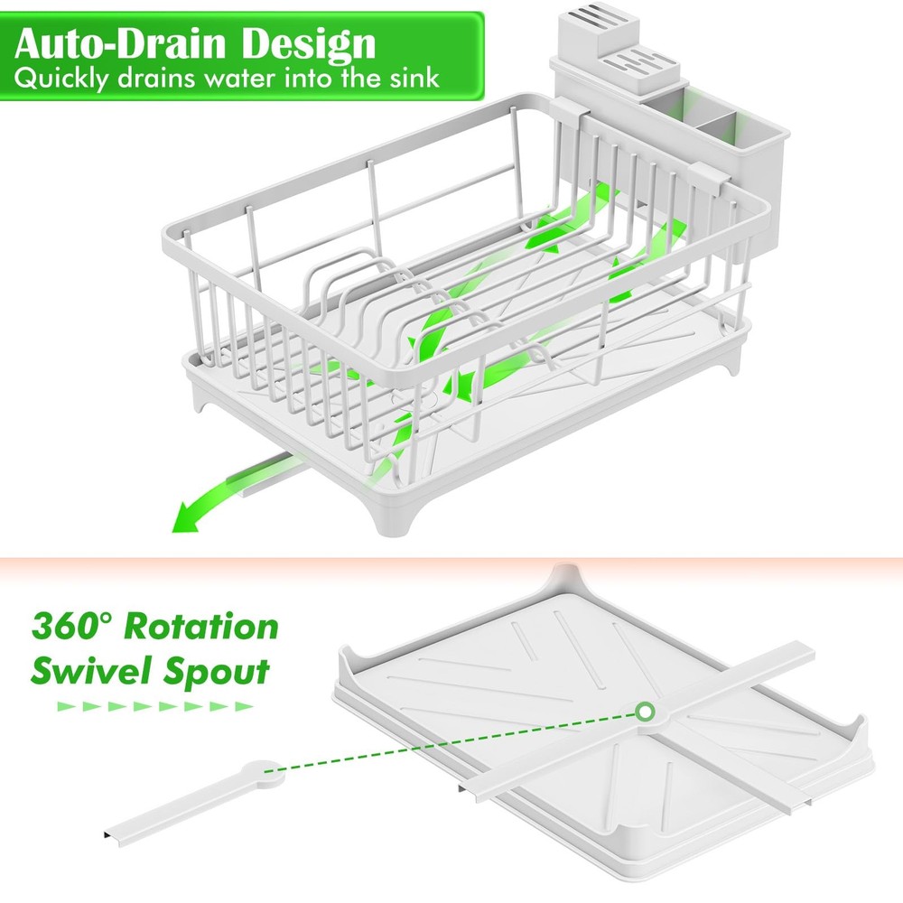 Dish Drying Rack - Space-Saving Small Dish Rack for Kitchen Counter, Rust-Res...