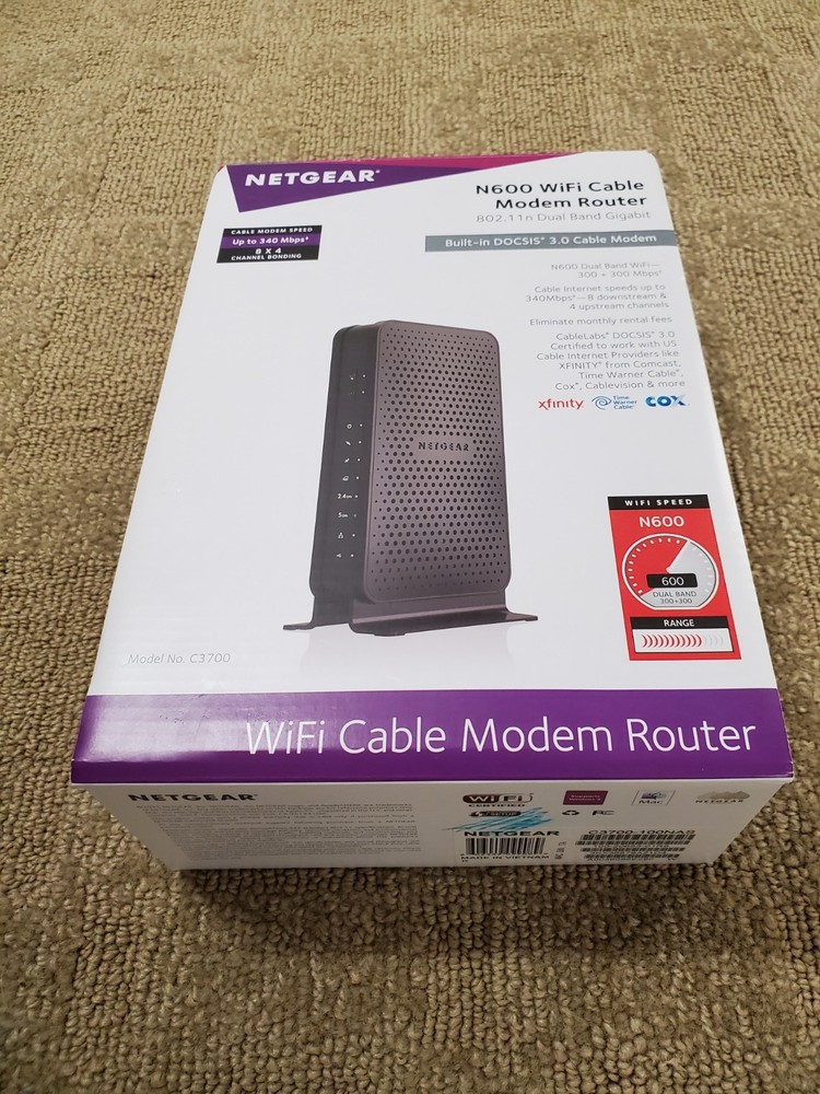 Netgear N600 WiFi Cable Modem Router C3700