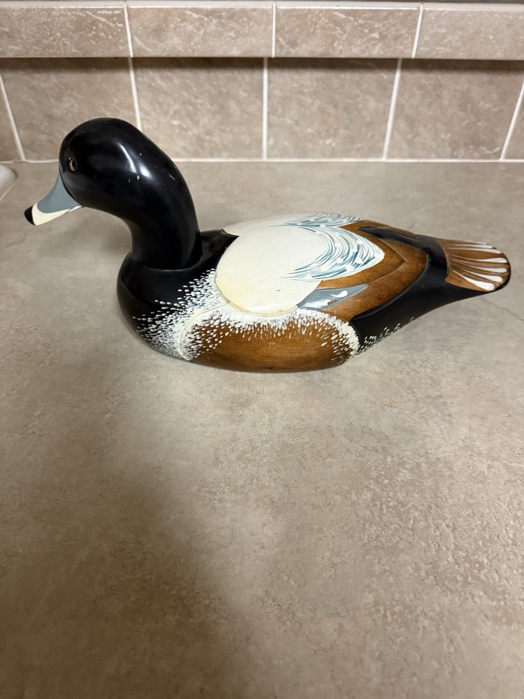Wood Bluebill Duck Decoy Hand-Painted