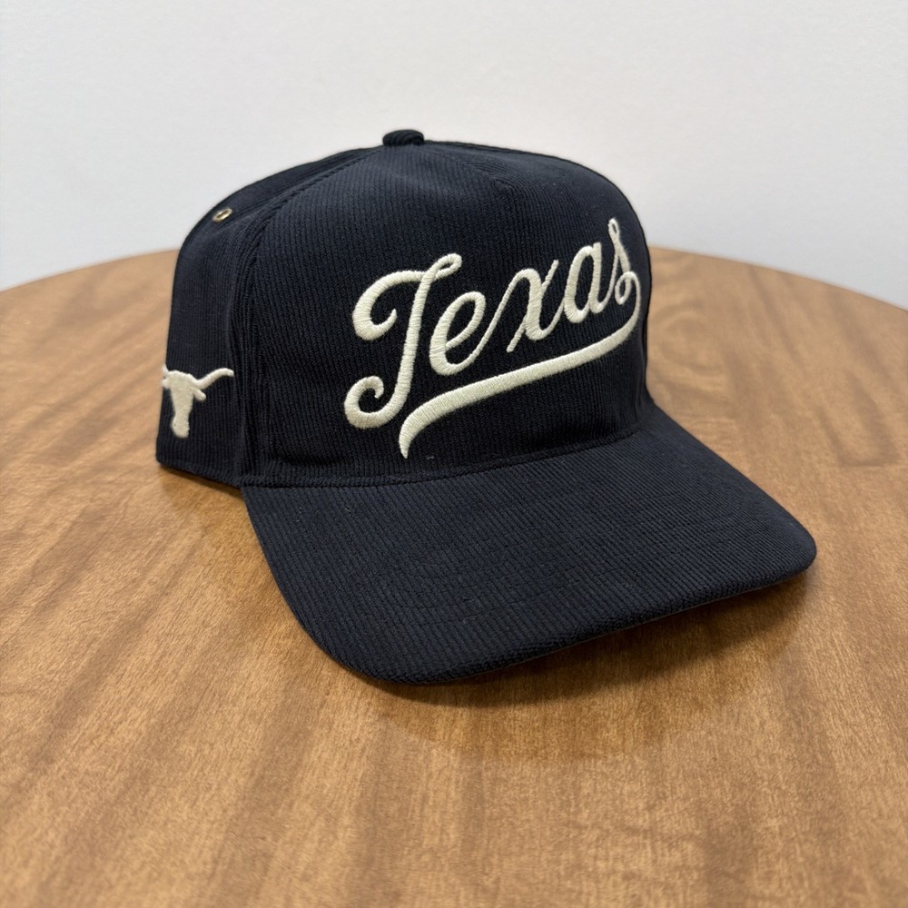 47 Brand Hitch Texas Longhorns Corduroy Script Strapback Hat NCAA Hook em horns