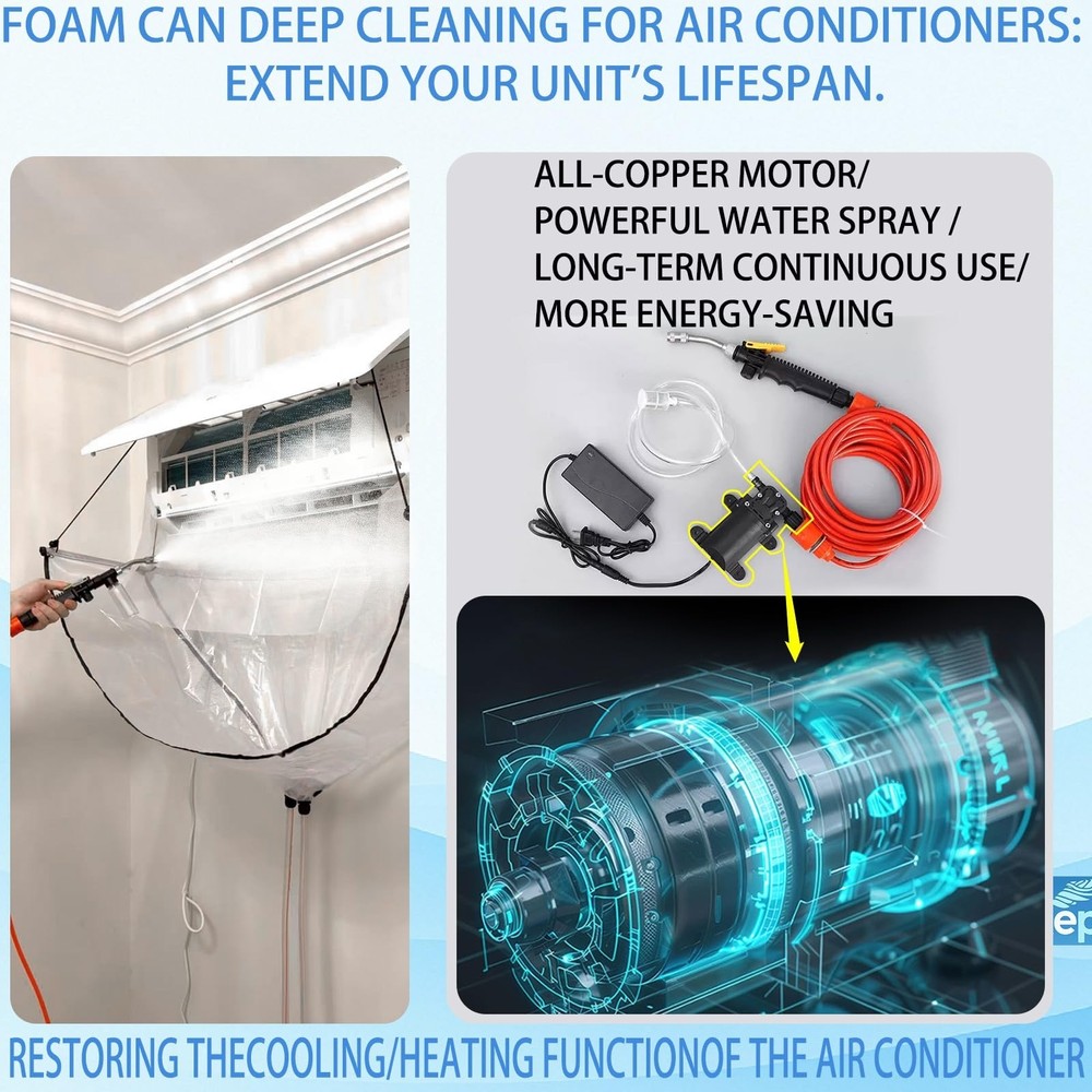 Mini Split Cleaning Bag Kit with Double Hose Drain, Double Bracket,Uniquely D...