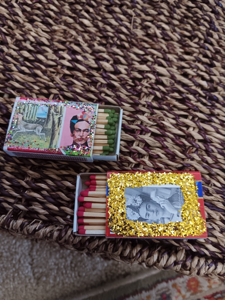 Set Frida Kahlo hand decorated matchbook boxes