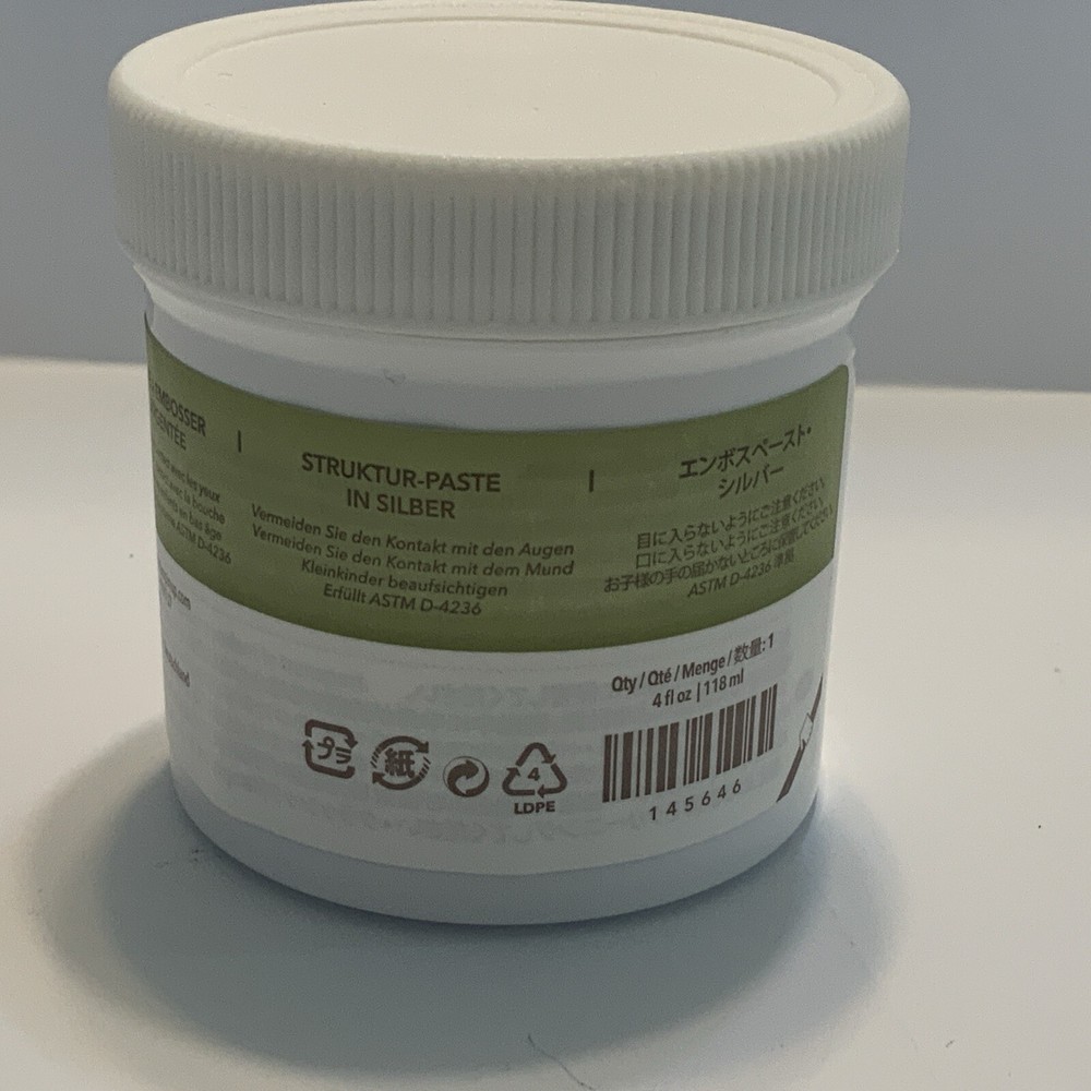 Stampin Up SILVER EMBOSSING PASTE 4 oz Jar SEALED Add Texture to Projects