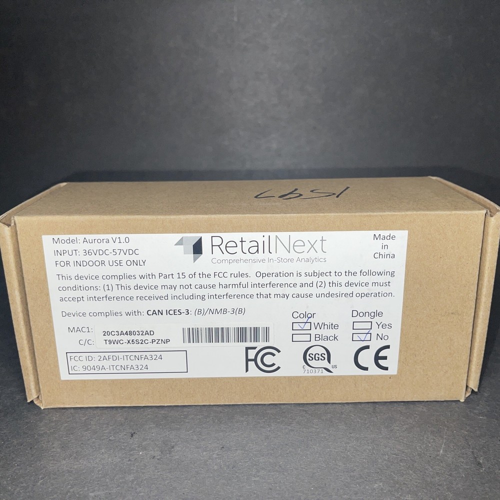 RetailNext Aurora V1.0 Store Shopping Sensor White, No Dongle