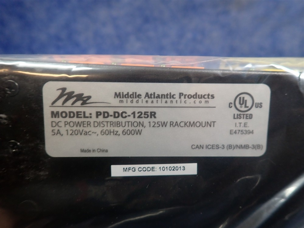 Middle Atlantic PD-DC-125R 125 Watt Rackmount DC Power Distribution System (J27)