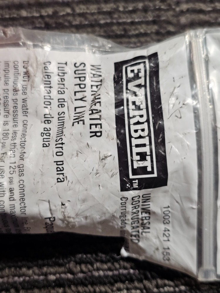 (QTY 2)Everbilt 1003 421 153 3/4"x3/4"x24" Water Heater Connector Corrugated