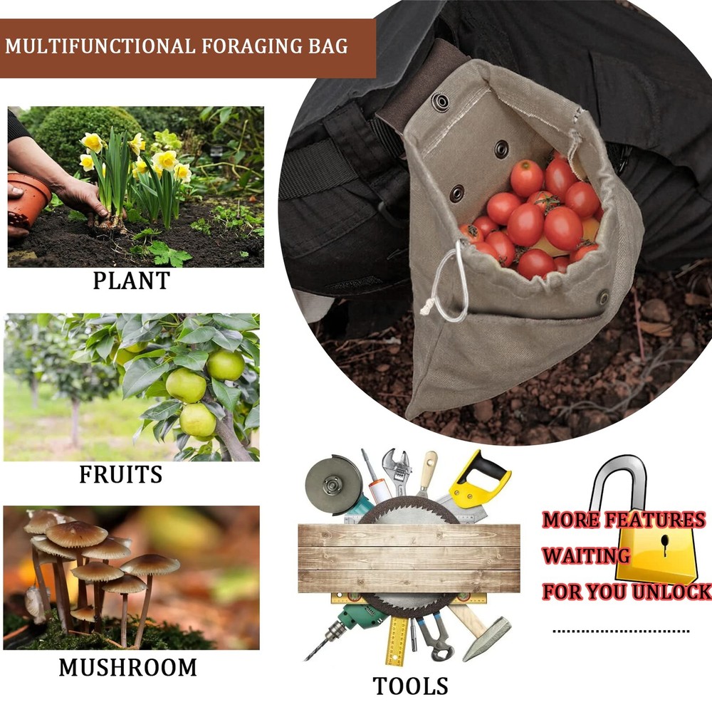 Foraging Pouch Leather Canvas Collapsible