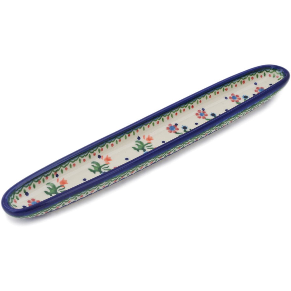Polish Pottery Olive Dish 13" Spring Flowers