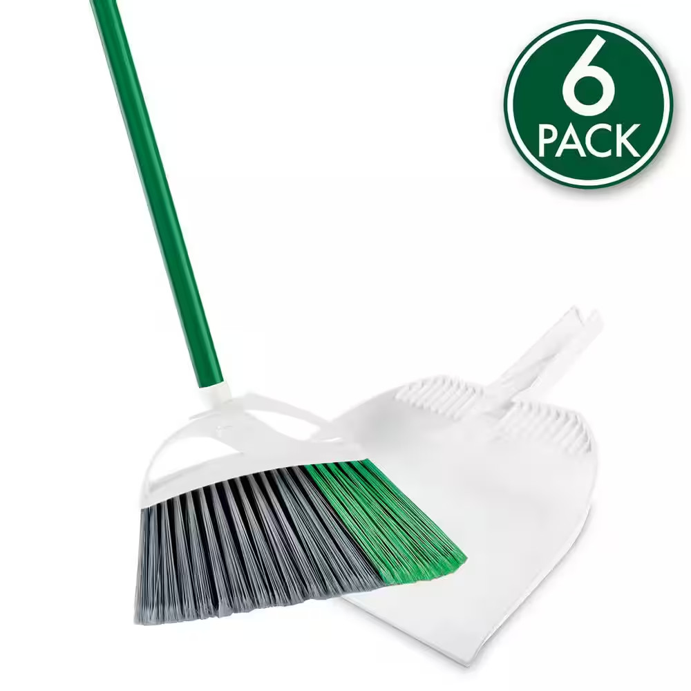 Large Precision Angle Broom with Dustpan (4-Pack)