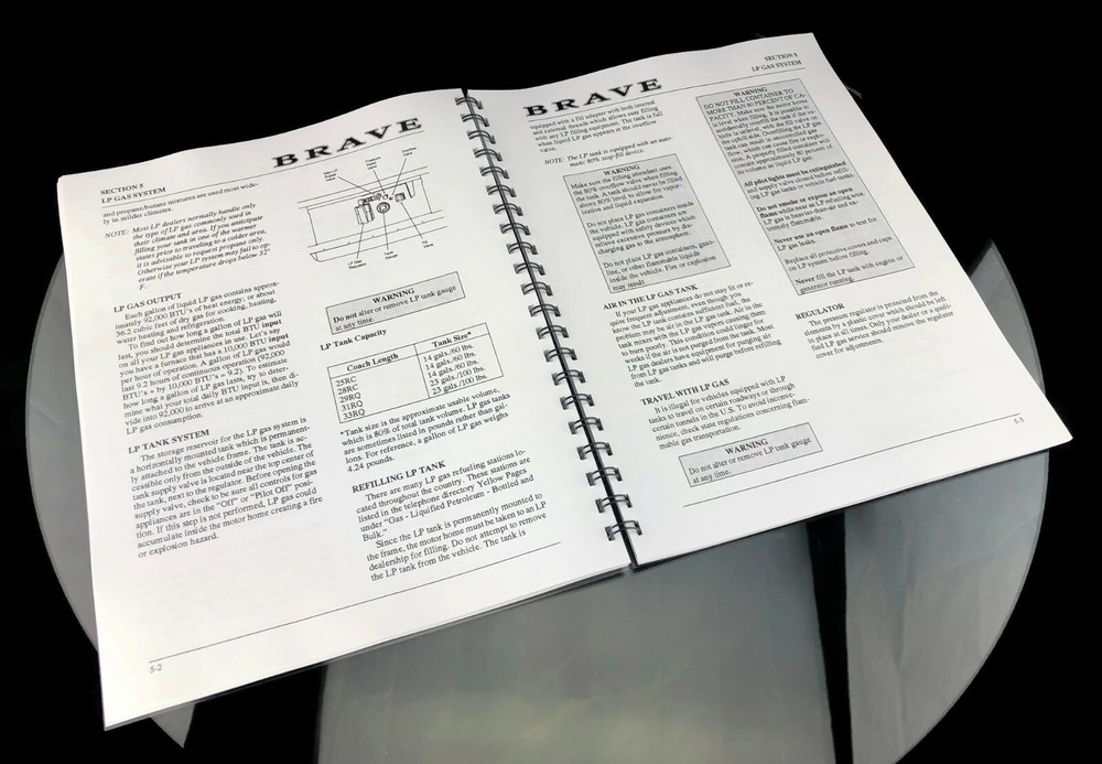 Winnebago 1999 Brave Home Owners Manual User Guide Coil Bound