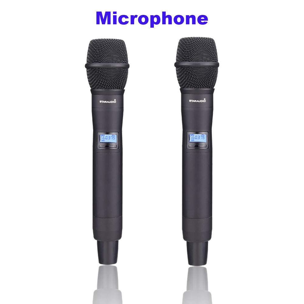 2 Channel Dynamic Handheld Microphone Wireless UHF Microphones System Metal Mic
