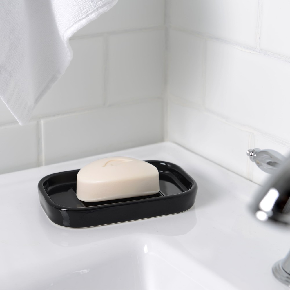 Mainstays Basic Ceramic Soap Dish Rich Black
