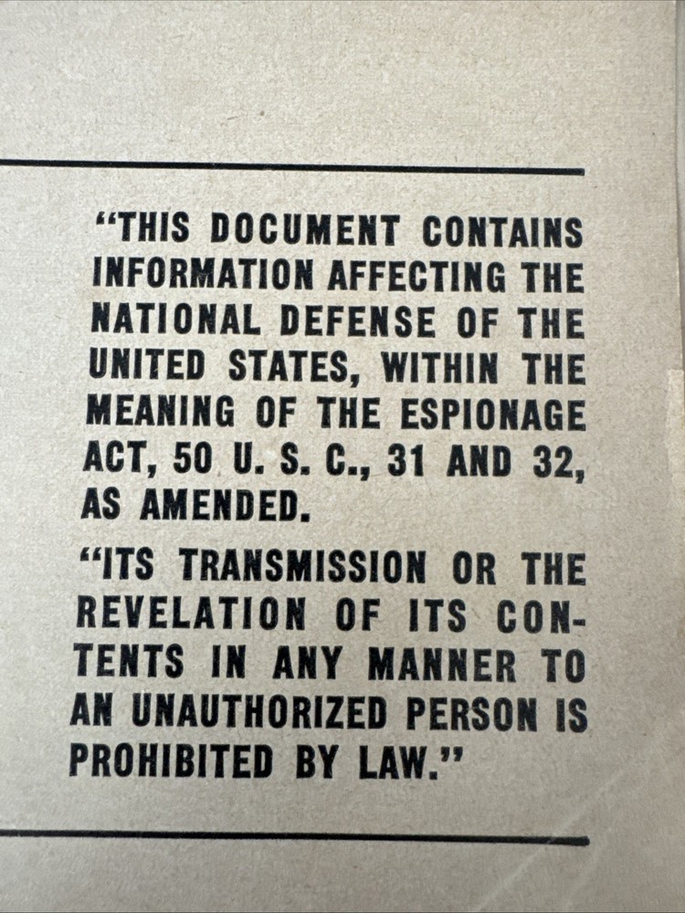 WWII Navy Dept Aircraft Recognition Training Document