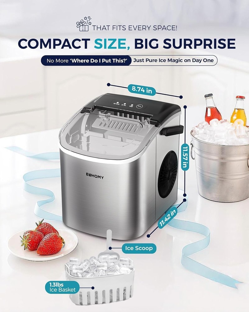 Portable Ice Maker Machine - 26 lbs Daily Capacity, Quick & Quiet Operation