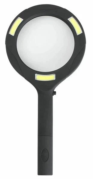 LED Illuminated Handheld 3X Magnifying Glass Wth Rubber Grip
