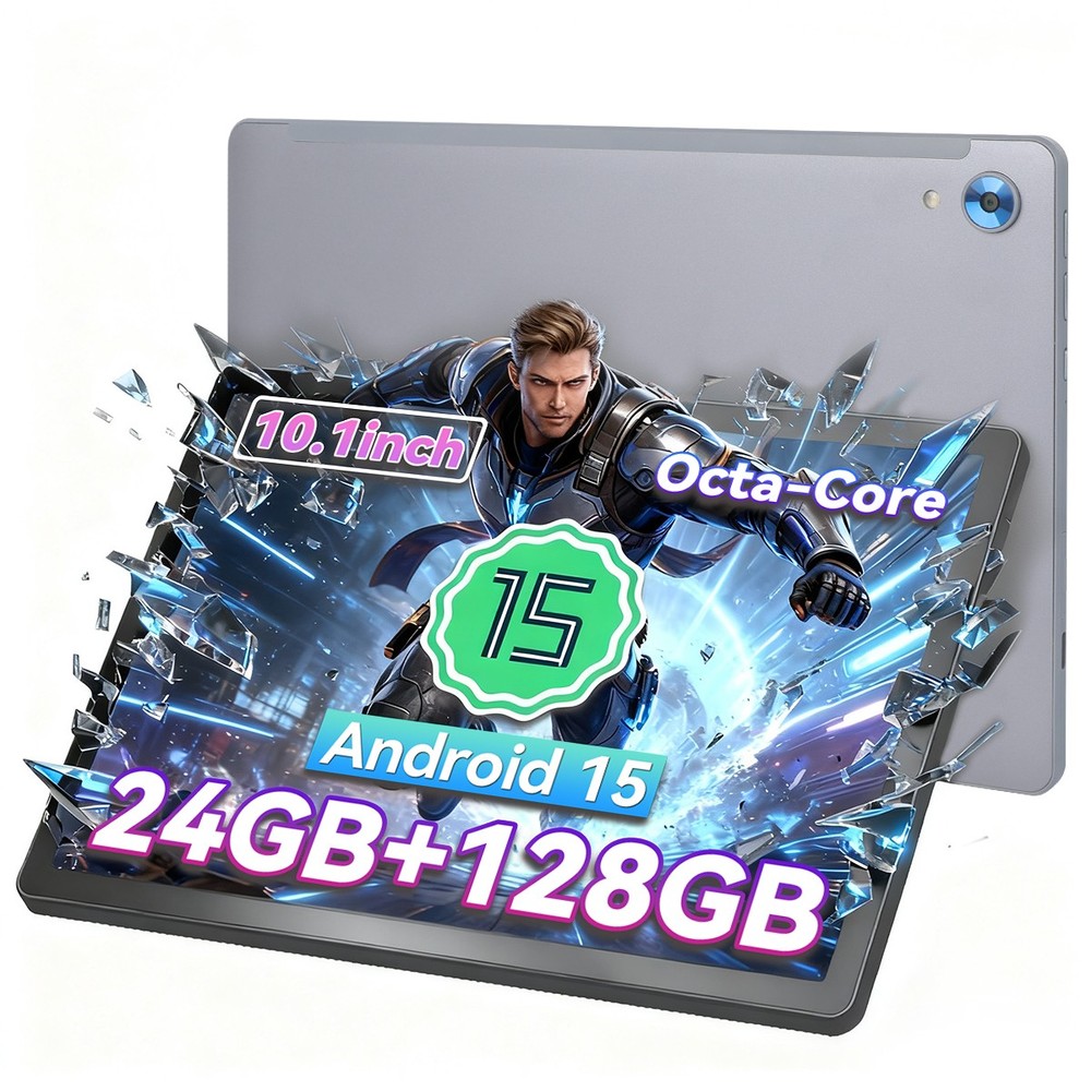 10.1 in Android 15 Tablet 24+128GB IPS Touchscreen Octa-core Processor Wi-Fi