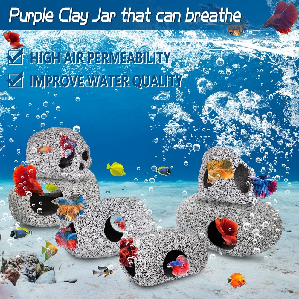 Ameliade Aquarium Decorations Cave Fish Tank Medium (1 Piece), Stone
