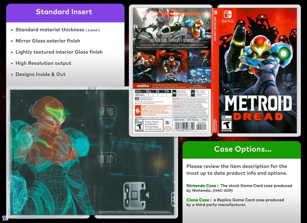 Metroid Dread COVER ART: Replacement Insert & Case for Nintendo Switch