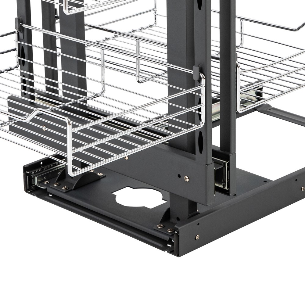 11 Inch Blind Corner Organizer Soft Close Chrome 4 Shelf Slide Cabinet For 31.5"